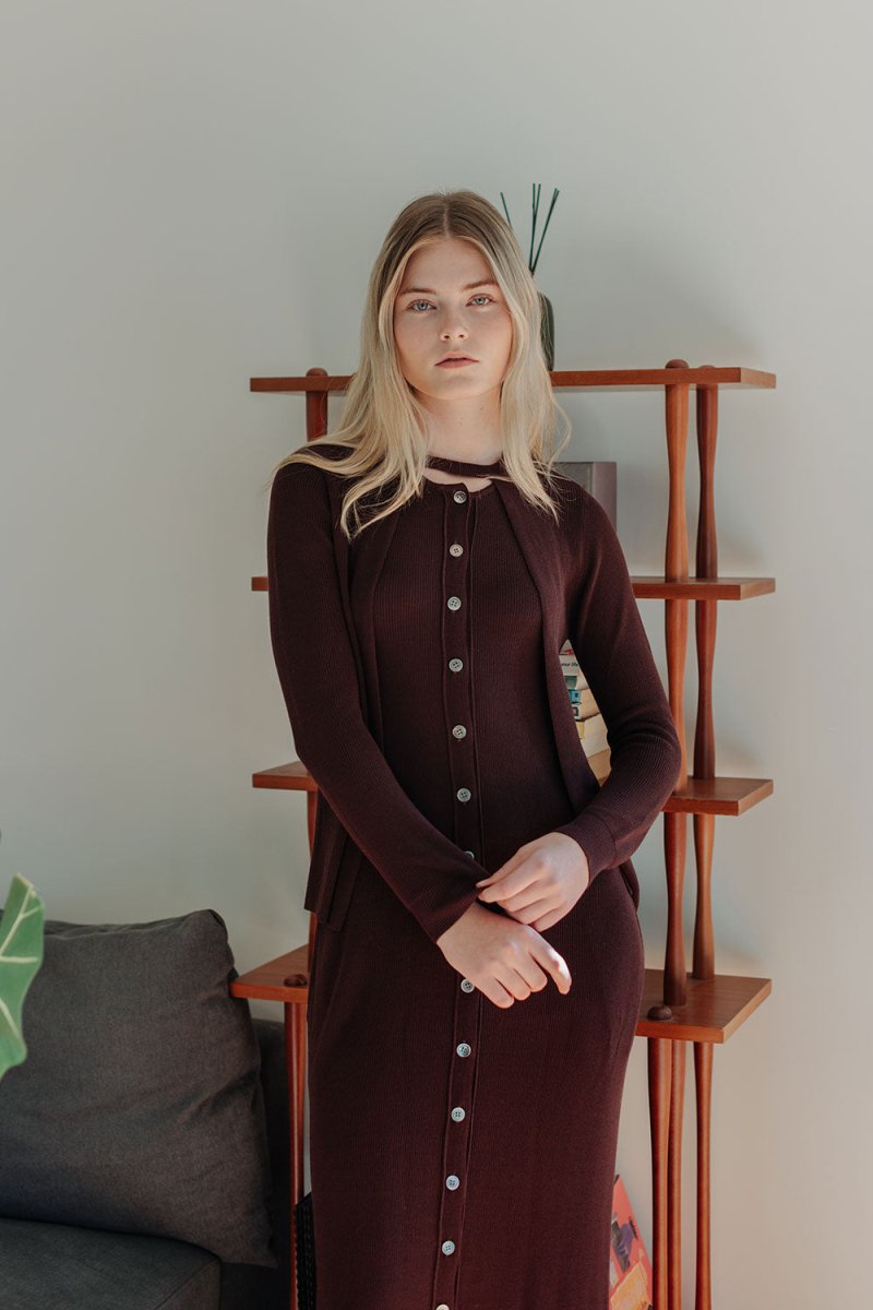 Knit Maxi Dress with Cape - Esse - Nautical Blue - XS - 