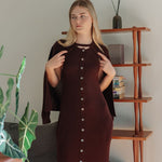 Knit Maxi Dress with Cape - Esse - Nautical Blue - XS - 