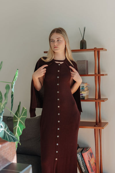 Knit Maxi Dress with Buttons