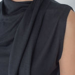 Knit Scarf Blouse - Esse - Black - XS - 