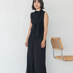 Knit Scarf Blouse - Esse - Mocha - XS - 