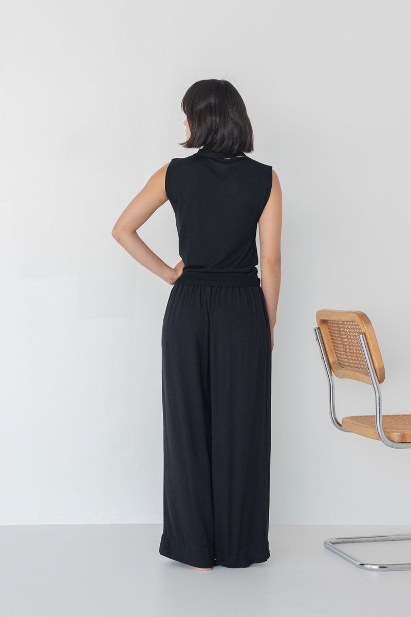 Knit Scarf Blouse - Esse - Mocha - XS - 