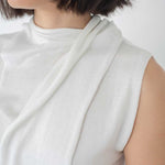 Knit Scarf Blouse - Esse - White - XS - 