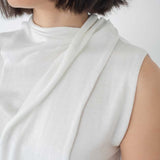 Knit Scarf Blouse - Esse - White - XS - 