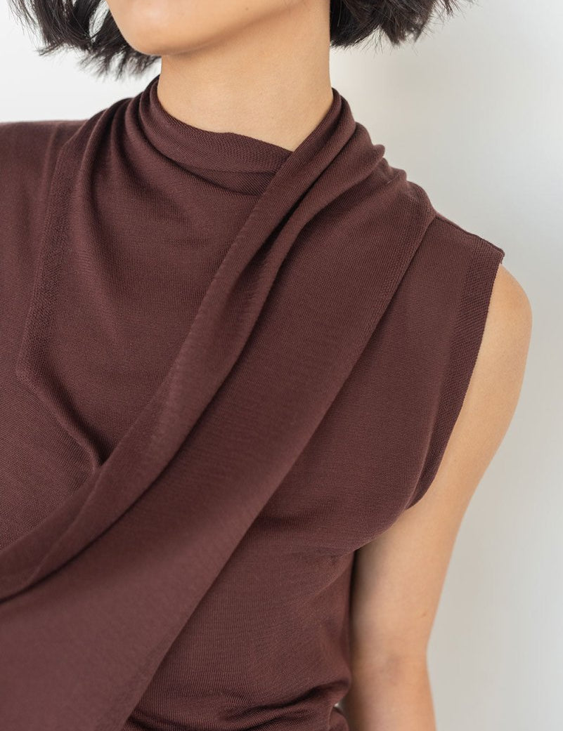 Knit Scarf Blouse - Esse - XS - Black - 