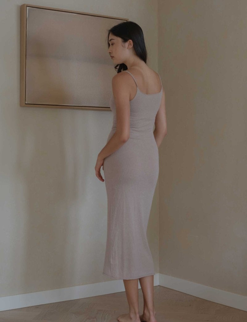 Knit Spaghetti Dress - Esse-Warm Sand-XS-