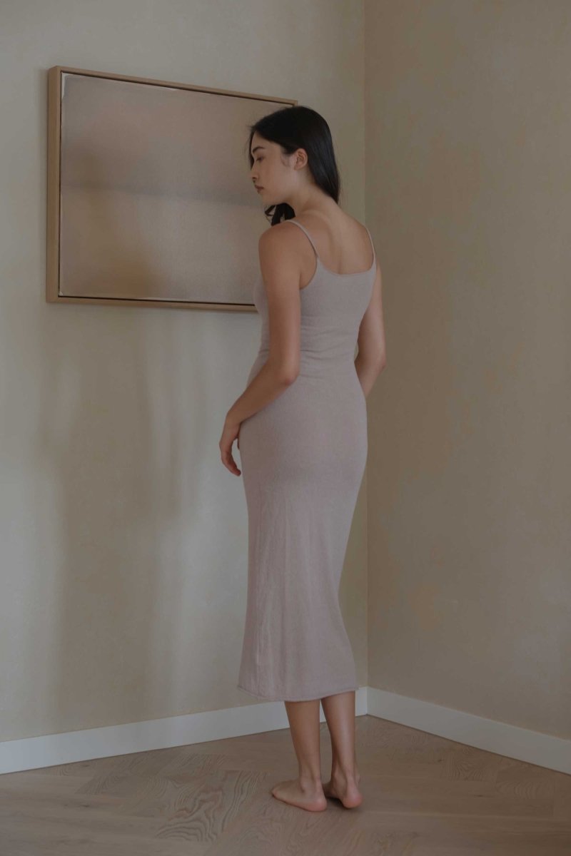 Knit Spaghetti Dress - Esse-Warm Sand-XS-