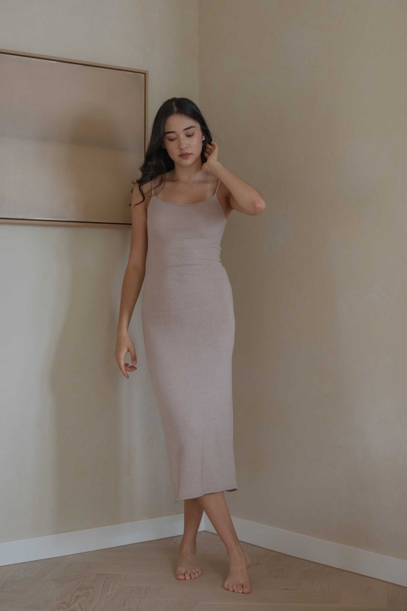 Knit Spaghetti Dress - Esse-Warm Sand-XS-