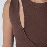 Knit Top with Asymmetrical Keyhole - Esse - Mocha - S - 