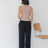 Knit Top with Asymmetrical Keyhole - Esse - Mocha - S - 