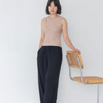 Knit Top with Asymmetrical Keyhole - Esse - Mocha - S - 