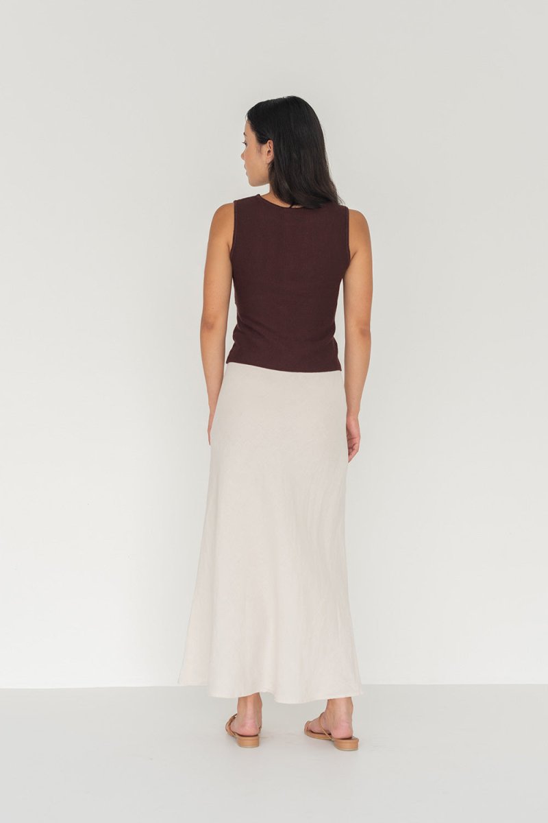 Knit Top with Asymmetrical Keyhole - Esse - Mocha - S - 