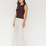 Knit Top with Asymmetrical Keyhole - Esse - Mocha - S - 
