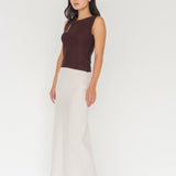 Knit Top with Asymmetrical Keyhole - Esse - Mocha - S - 