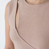 Knit Top with Asymmetrical Keyhole - Esse - Warm Sand - S - 