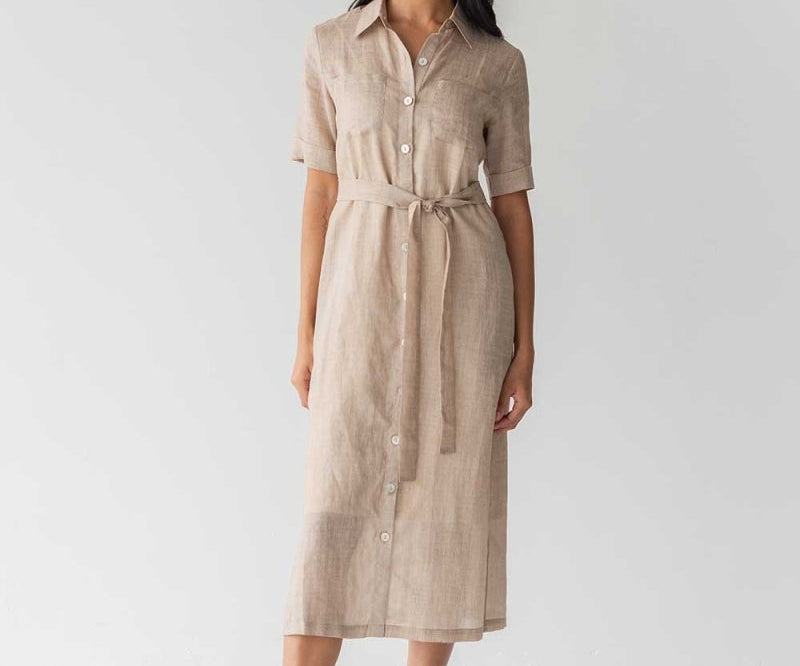 Lumen Shirt Dress in Warm Sand - Esse-XXS (MTO)-None / Options 1 - 2-