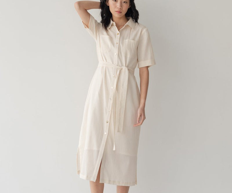 Lumen Shirt Dress - Limited Edition - Esse-Bone White-XXS (MTO)-None/ Option 1-2