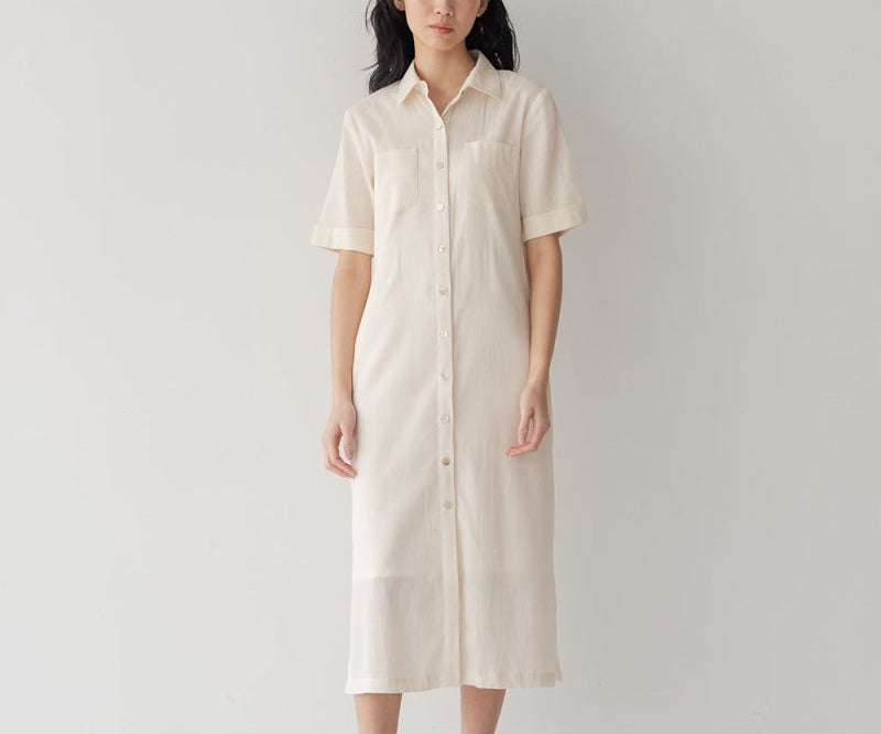 Lumen Shirt Dress - Limited Edition - Esse-Bone White-XXS (MTO)-None/ Option 1-2