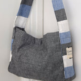 Mini Striped Denim Satchel - Esse - Dark Denim - 