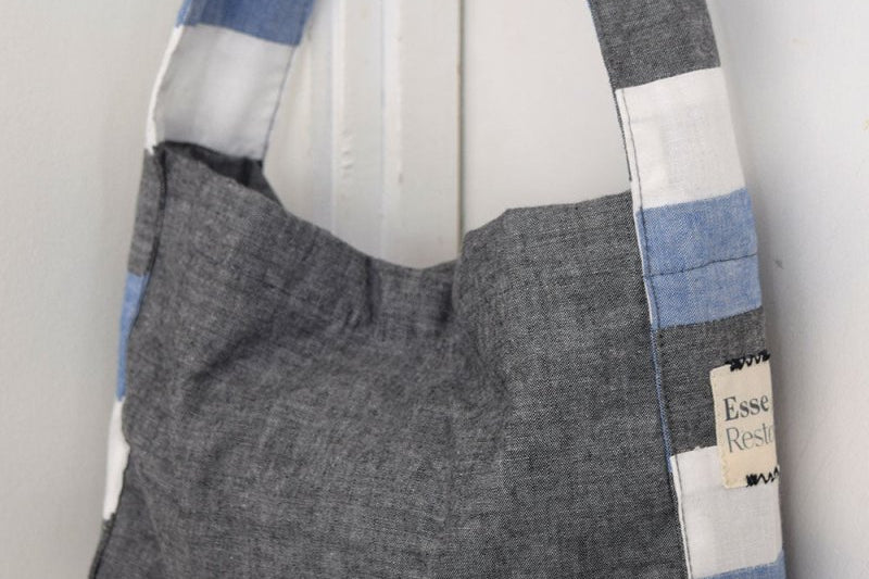 Mini Striped Denim Satchel - Esse - Dark Denim - 