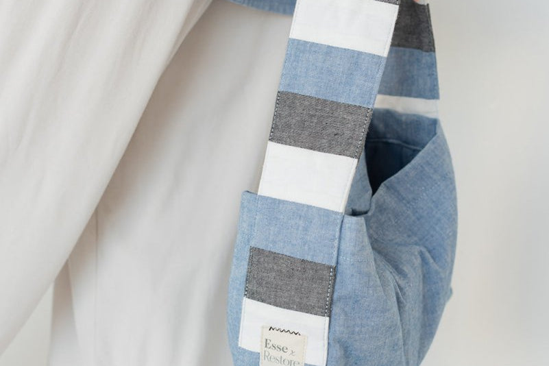 Mini Striped Denim Satchel - Esse - Denim - 