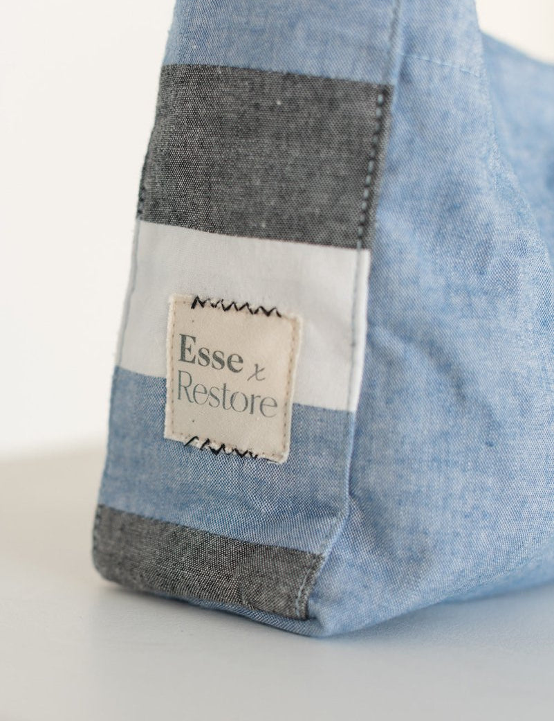Mini Striped Denim Satchel - Esse - Denim - 