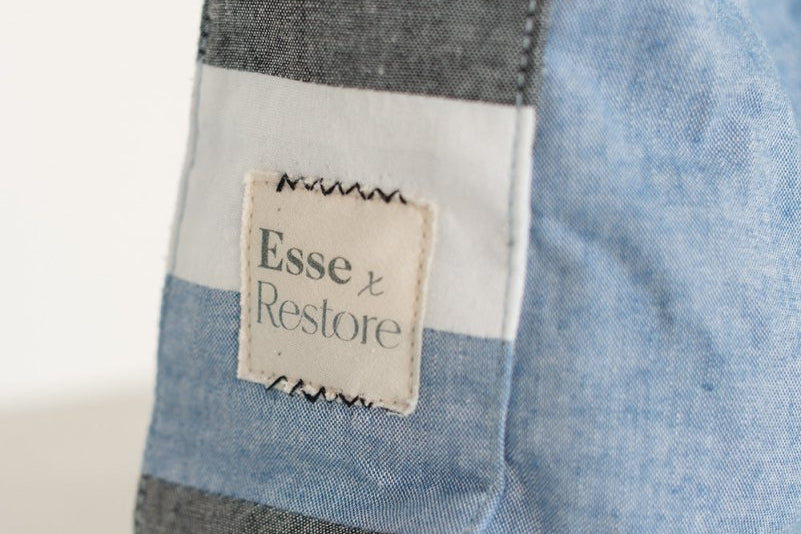 Mini Striped Denim Satchel - Esse - Denim - 
