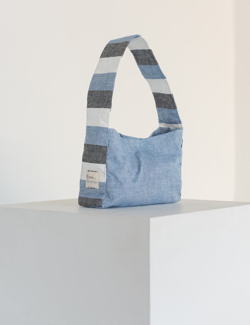 Mini Striped Denim Satchel - Esse - Denim - 