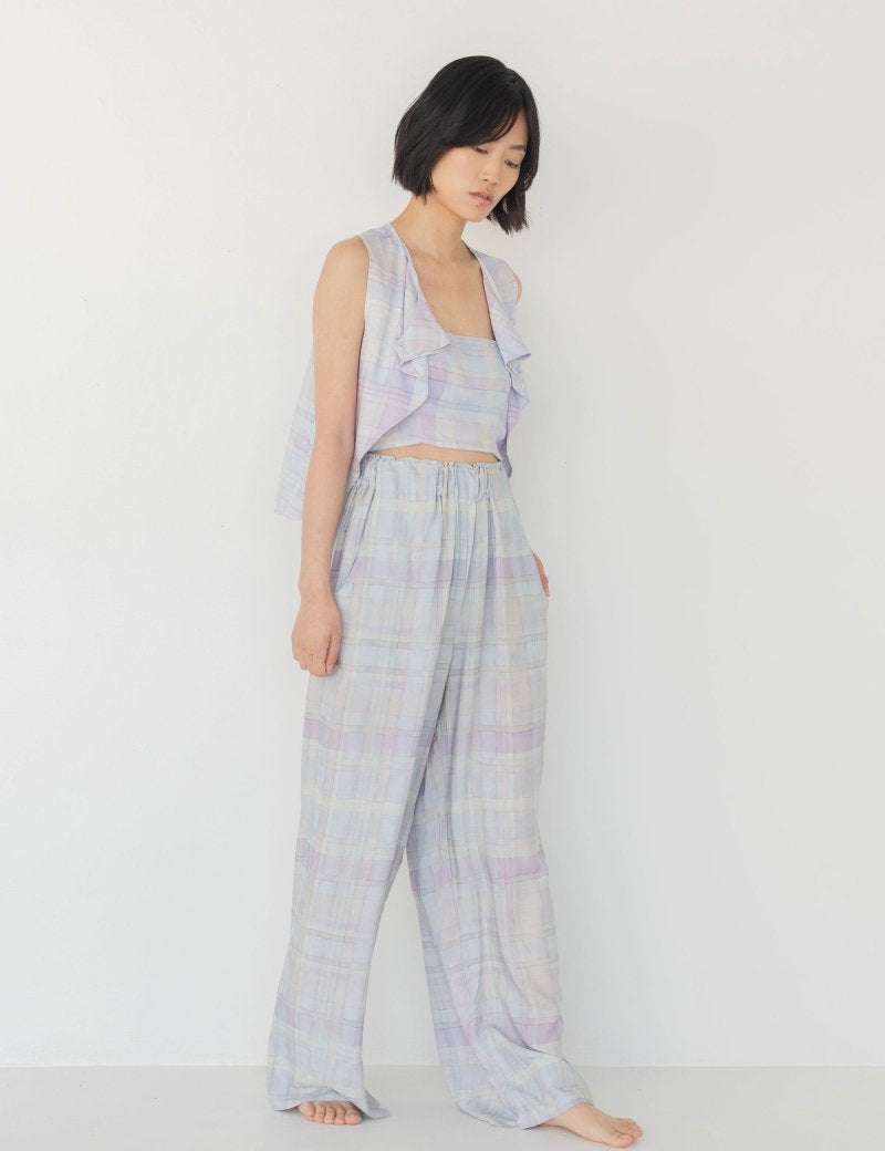 Open Back Top - Watercolour Plaid - Esse - Forar - XS - 