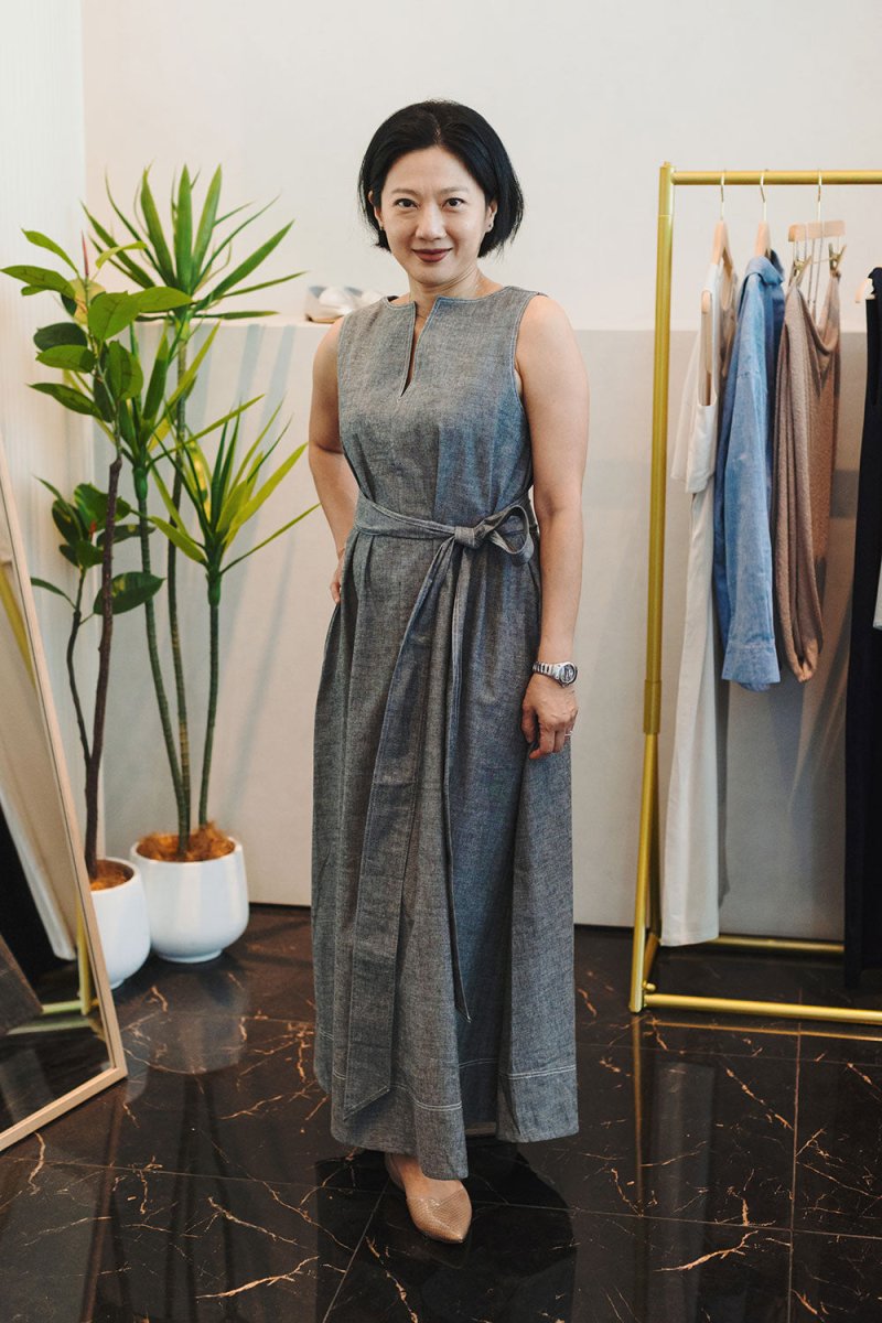 Organic Cotton Maxi Dress in Dark Denim - Esse - Dark Denim - XS - 