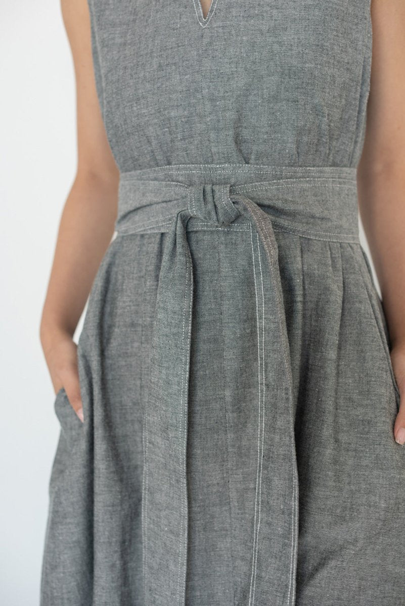 Organic Cotton Maxi Dress in Dark Denim - Esse - XS - 