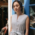 Organic Cotton Maxi Dress in Stripes - Coming Soon - Esse - Sky Blue - XXS - 