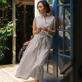 Organic Cotton Maxi Dress in Stripes - Coming Soon - Esse - Sky Blue - XXS - 