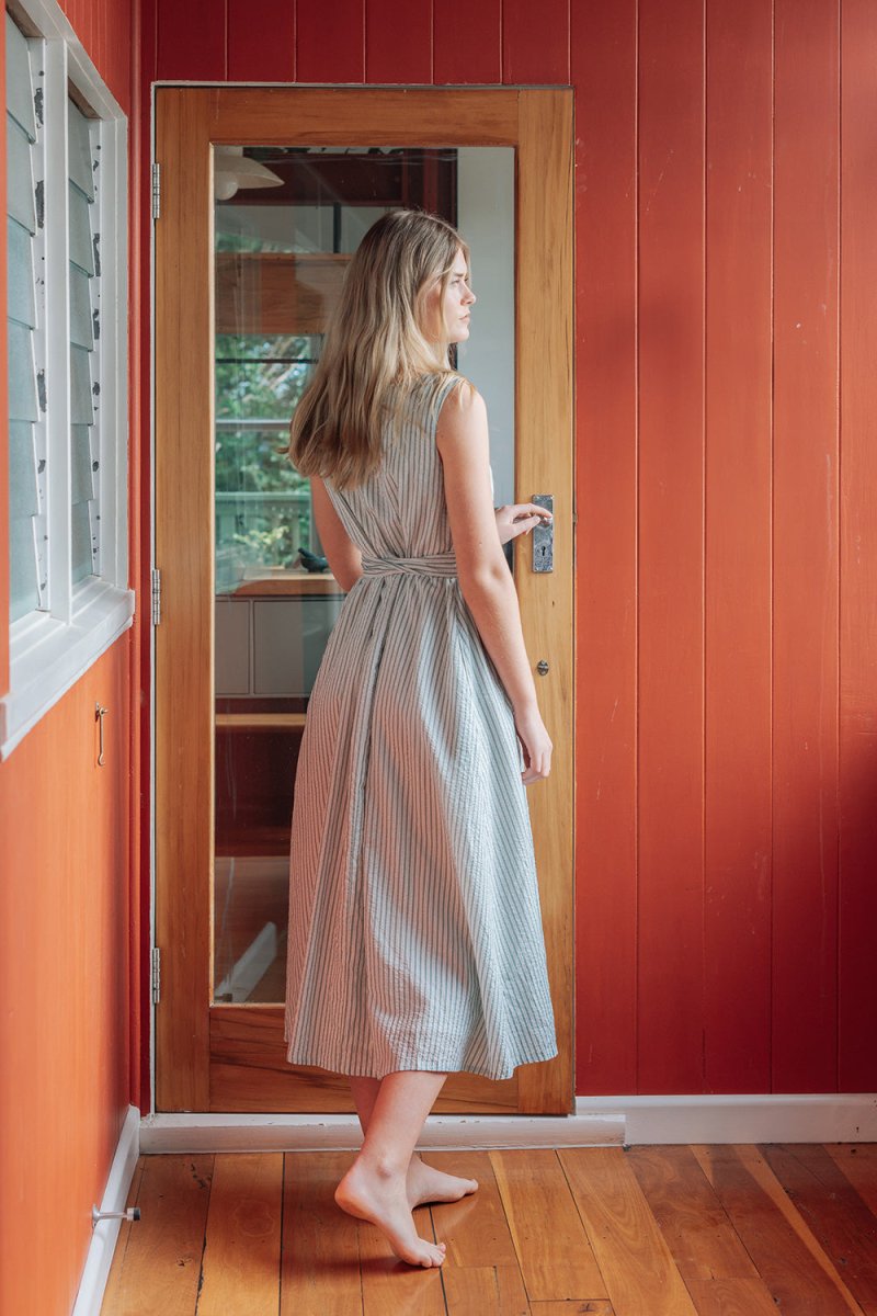 Organic Cotton Maxi Dress in Stripes - Coming Soon - Esse - Verdant Green - XXS - 