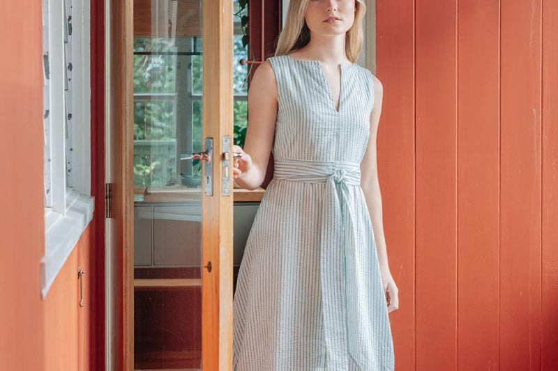 Organic Cotton Maxi Dress in Stripes - Coming Soon - Esse - Verdant Green - XXS - 