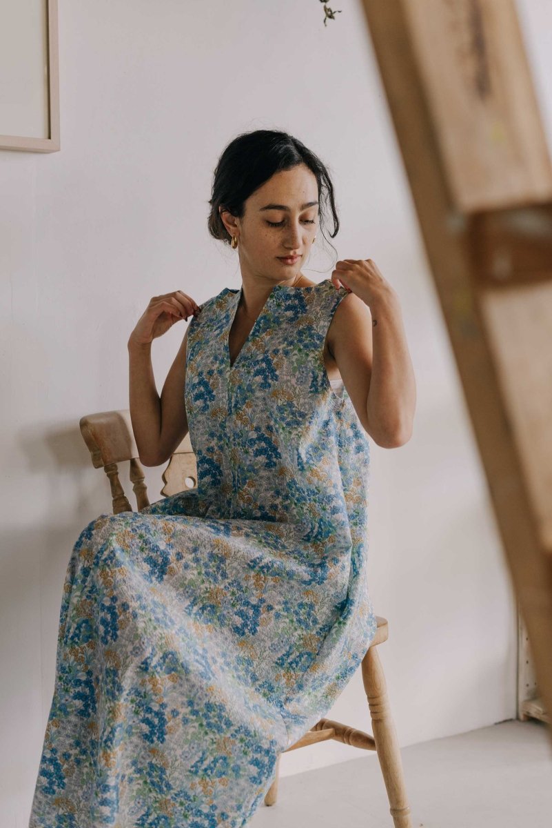 Organic Cotton Maxi Dress in Summer Florals - Esse-Sunshine Yellow-XS-