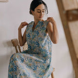 Organic Cotton Maxi Dress in Summer Florals - Esse-Sunshine Yellow-XS-