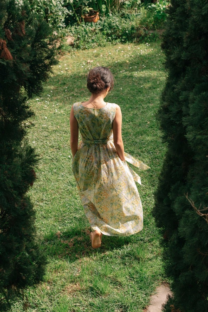 Organic Cotton Maxi Dress in Summer Florals - Esse-Sunshine Yellow-XS-