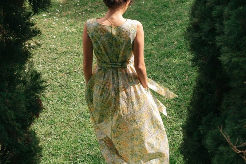 Organic Cotton Maxi Dress in Summer Florals - Esse-Sunshine Yellow-XS-