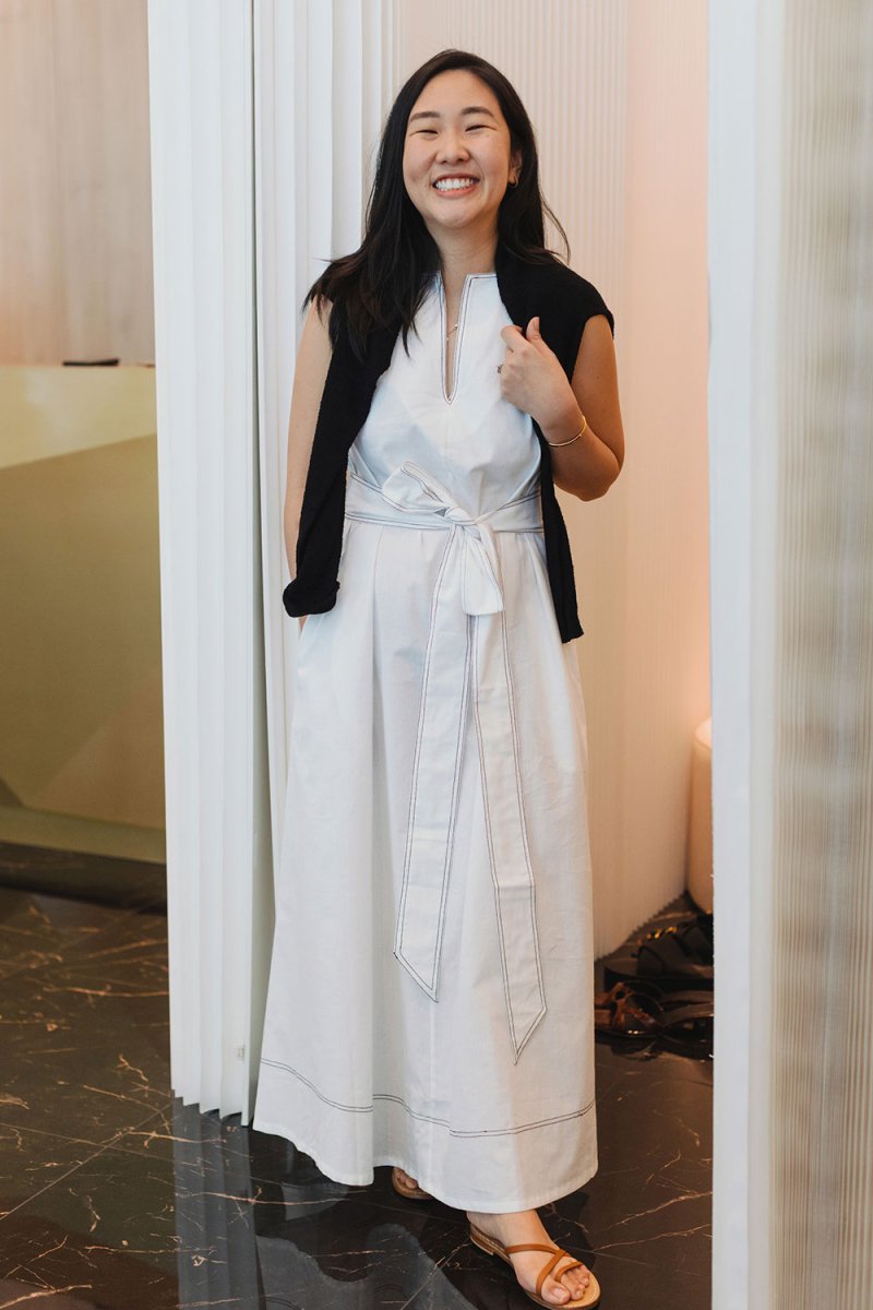 Organic Cotton Maxi Dress in White Denim - Esse - White Denim - XS - 