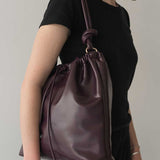 Oslo Drawstring Hobo in Aubergine - Esse - 