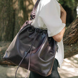Oslo Drawstring Hobo in Aubergine - Esse - 