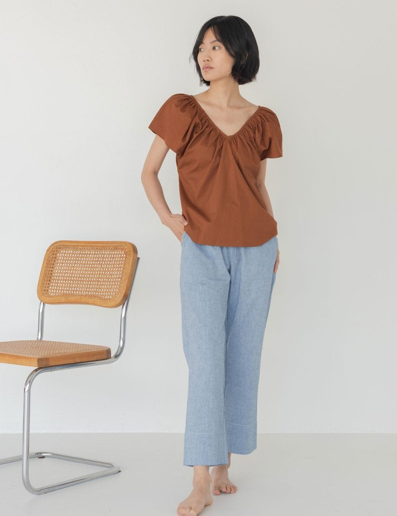 Relaxed Drawstring Capri in Denim - Esse - XXS - 