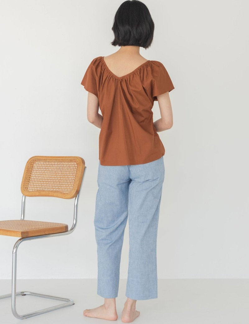 Relaxed Drawstring Capri in Denim - Esse - XXS - 