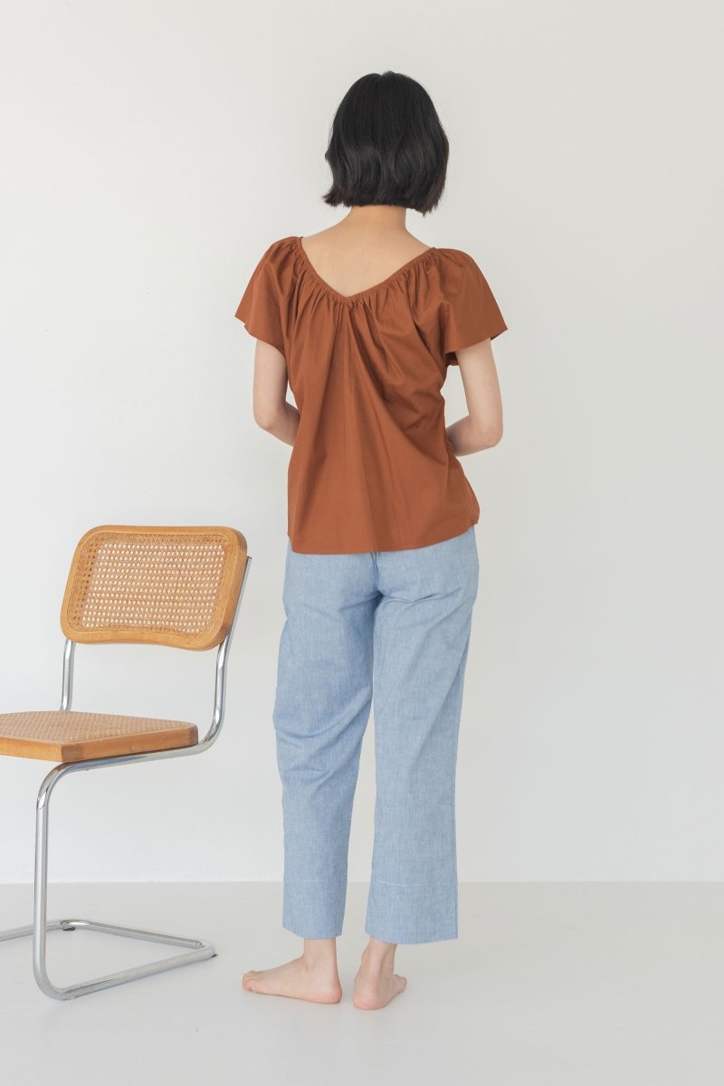 Relaxed Drawstring Capri in Denim - Esse - XXS - 