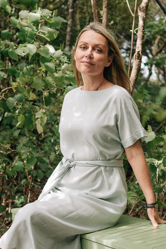 Relaxed Maxi Dress with Sleeves - Esse - Nautical Blue - XS - 