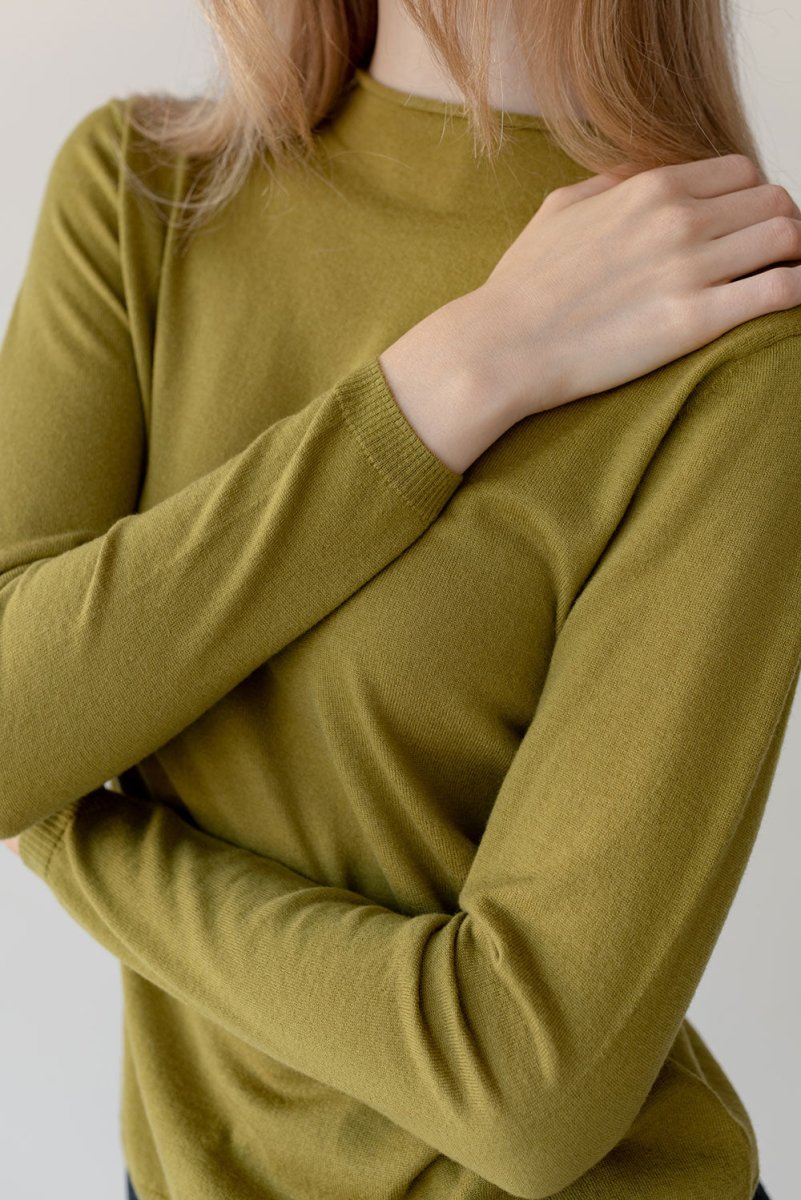Rolled Neck Merino Top - Esse-Chartreuse-One Size-