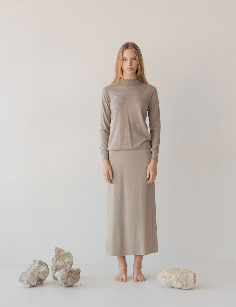 Rolled Neck Merino Top - Esse - Chartreuse - One Size - 