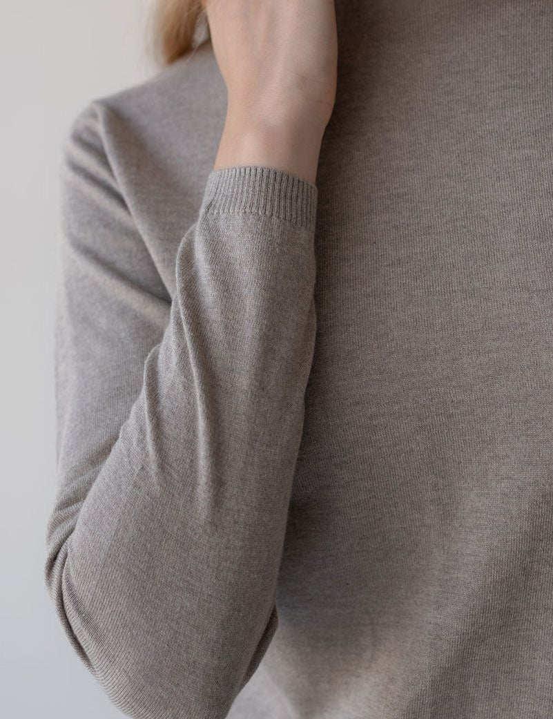 Rolled Neck Merino Top - Esse - Warm Sand - One Size - 