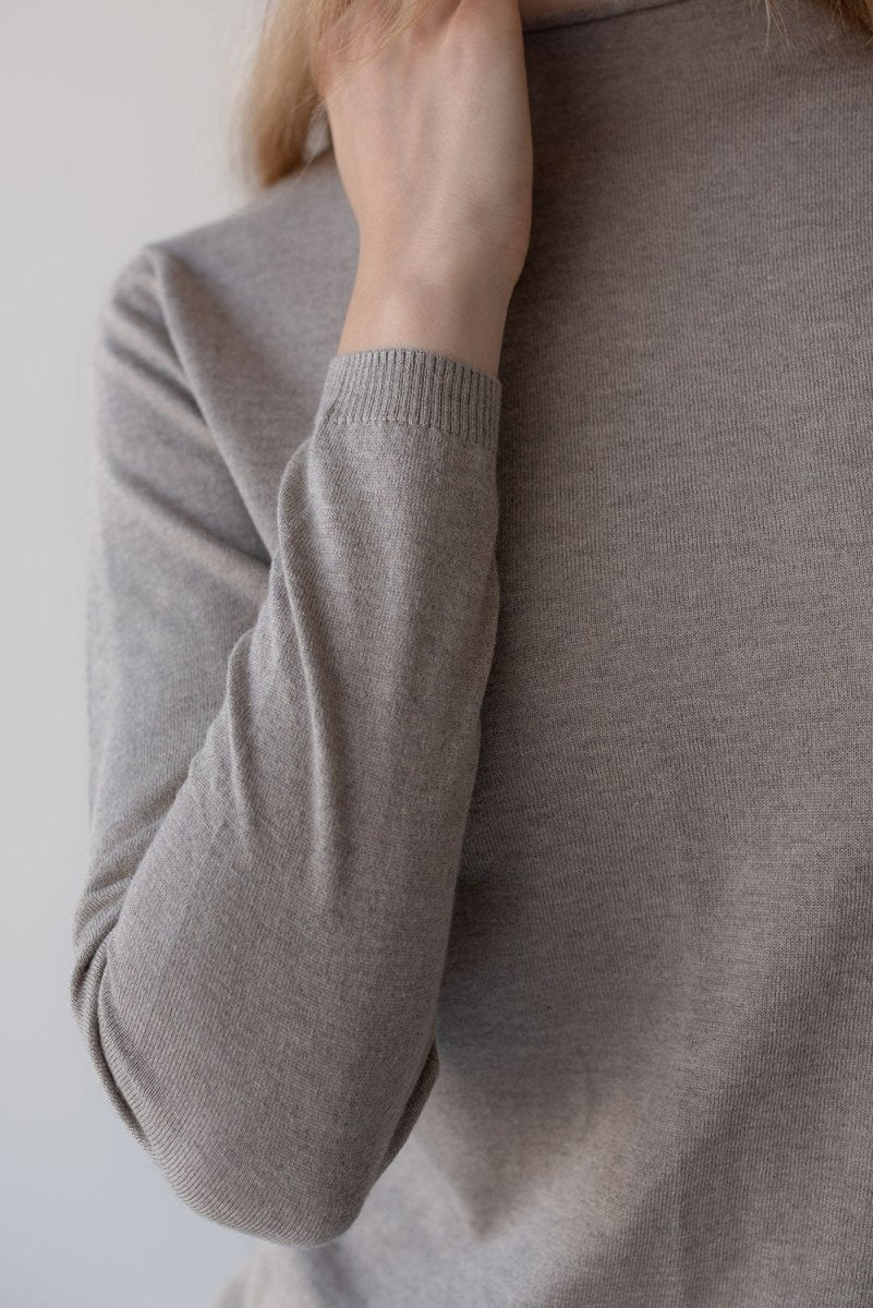 Rolled Neck Merino Top - Esse - Warm Sand - One Size - 